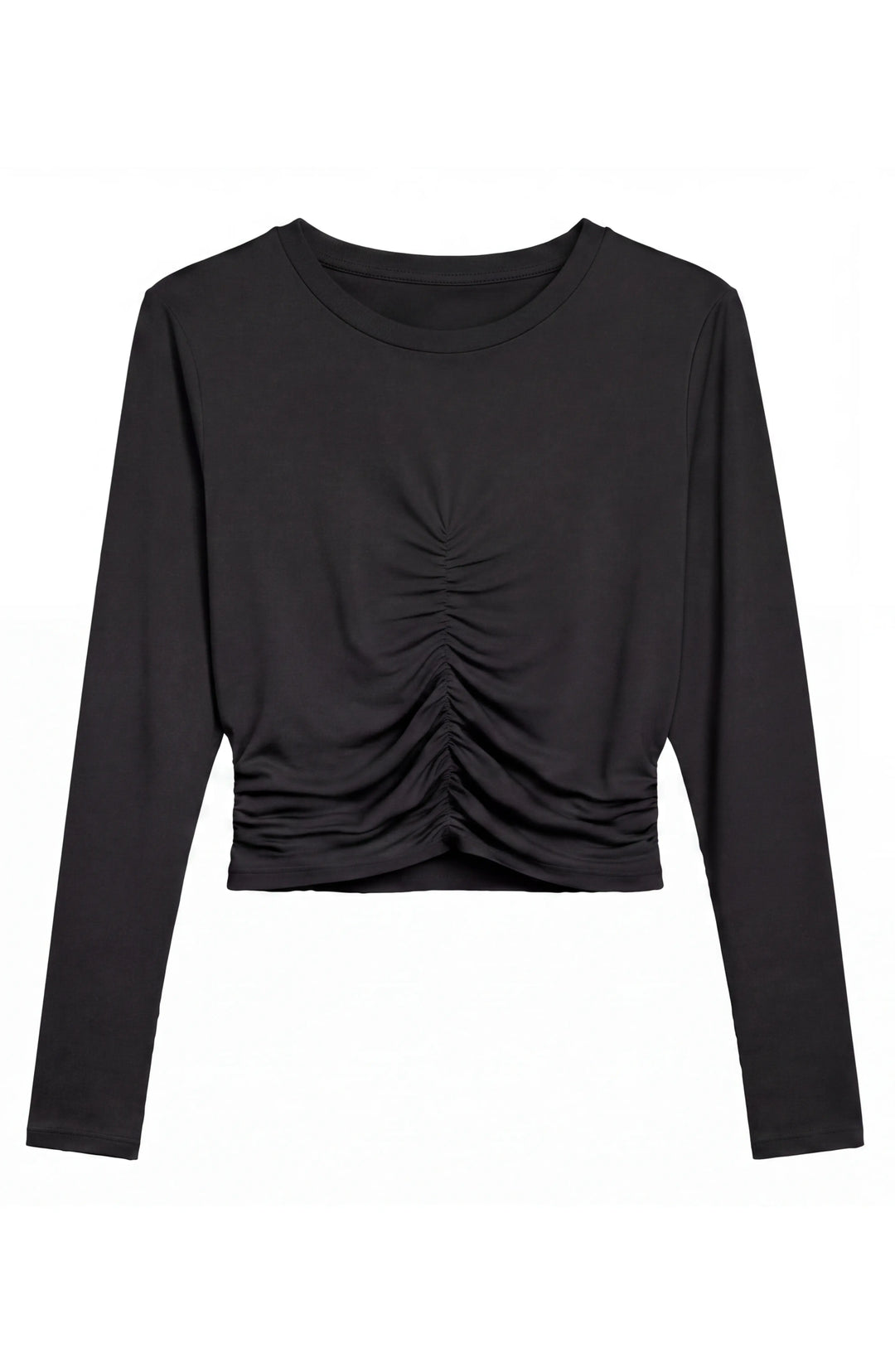 Pixie -  Ruched Long Sleeve Top - Black