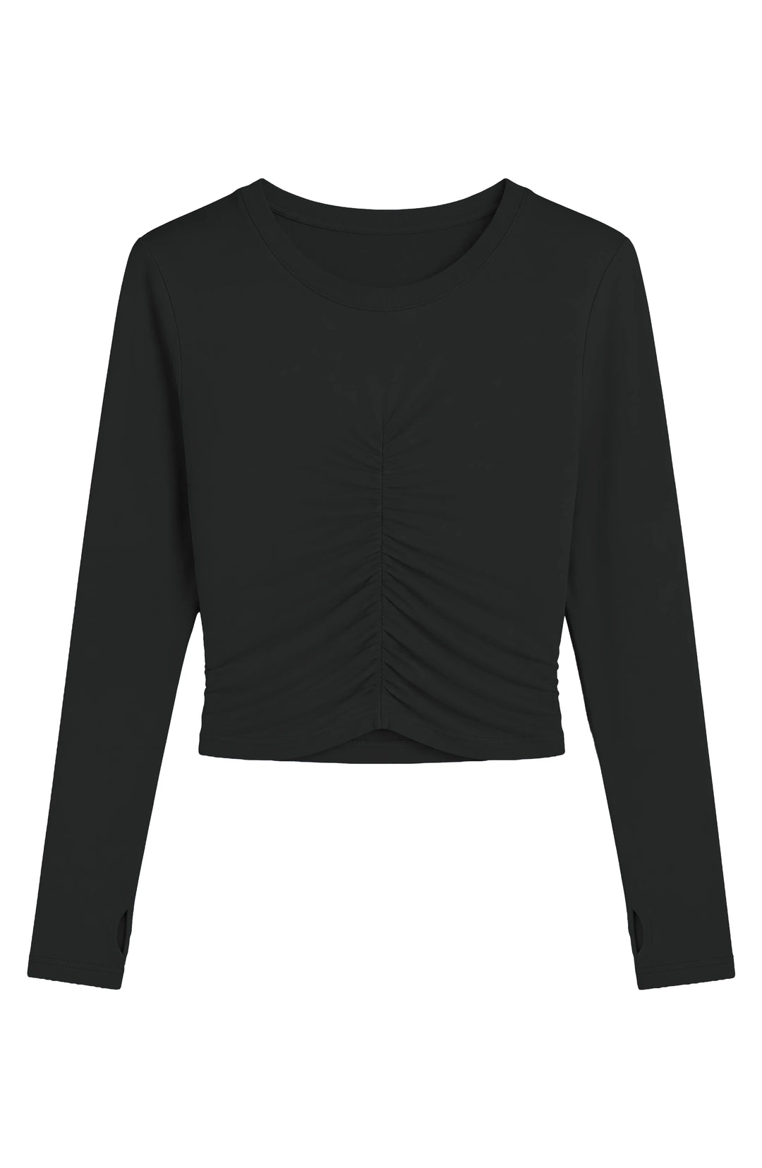 Pixie -  Ruched Long Sleeve Top - Black