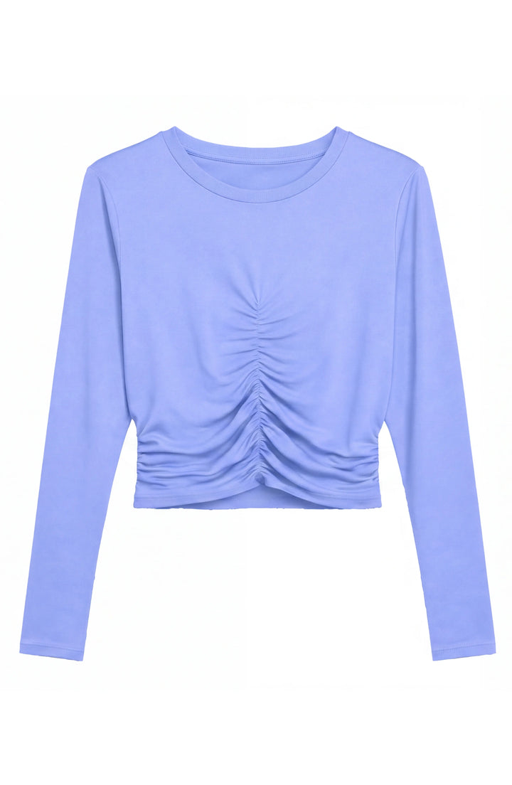Pixie -  Ruched Long Sleeve Top - Periwinkle
