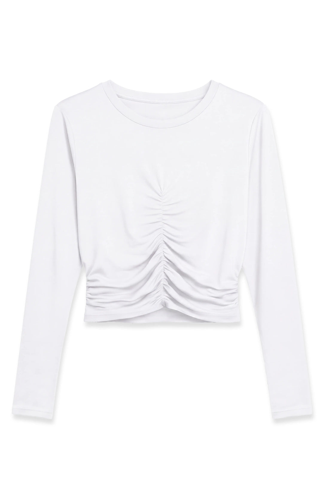 Pixie -  Ruched Long Sleeve Top - White