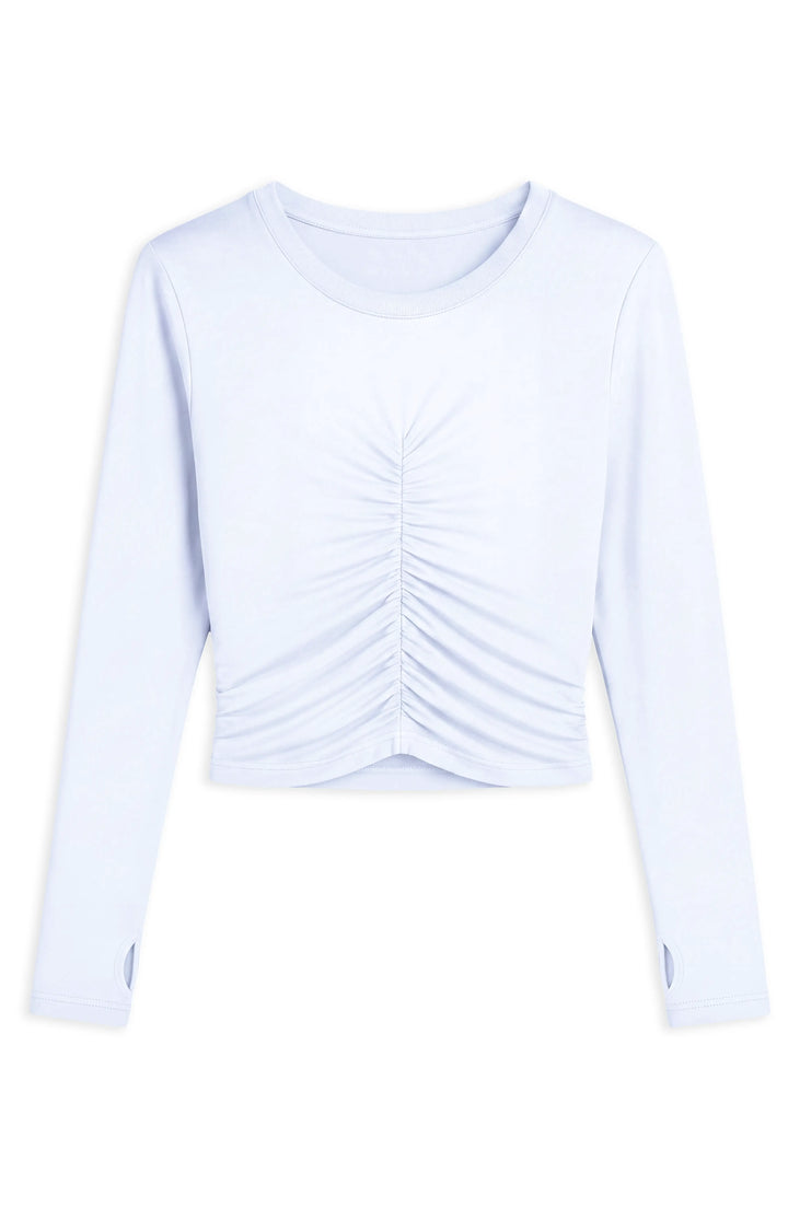 Pixie -  Ruched Long Sleeve Top - White