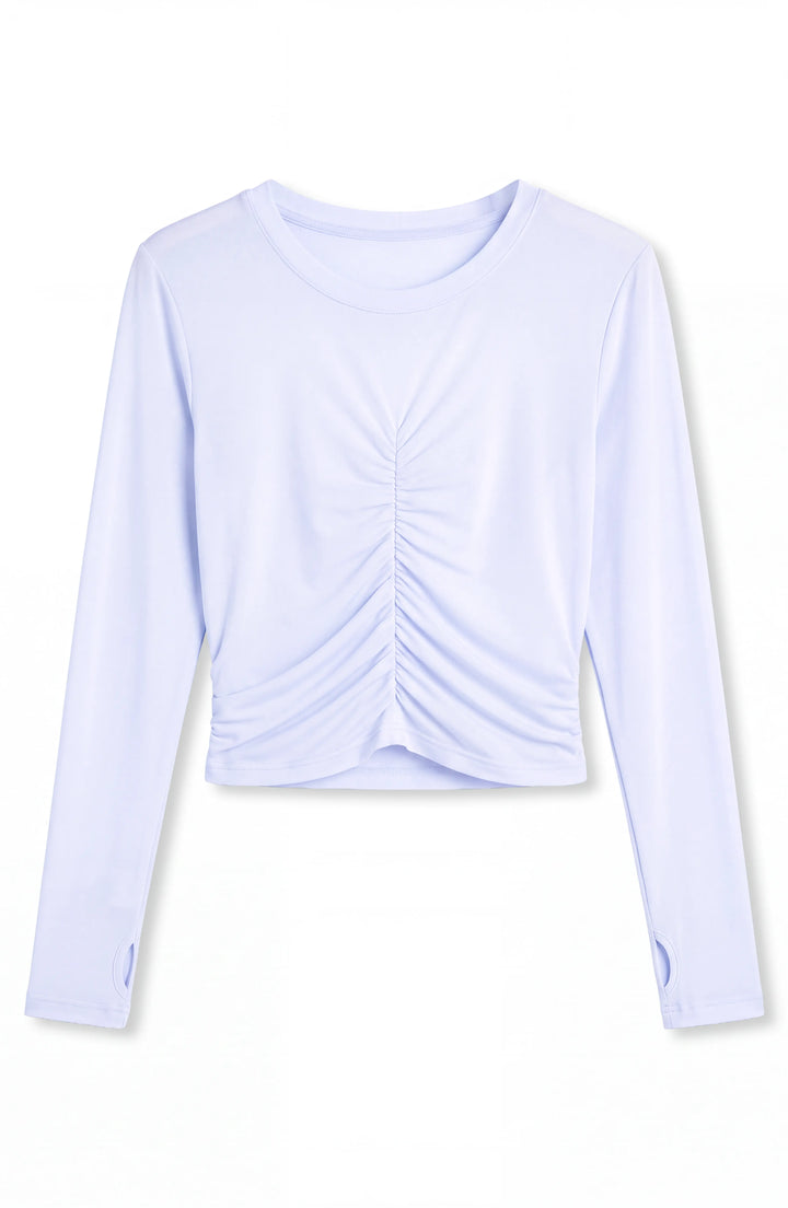 Pixie -  Ruched Long Sleeve Top - White