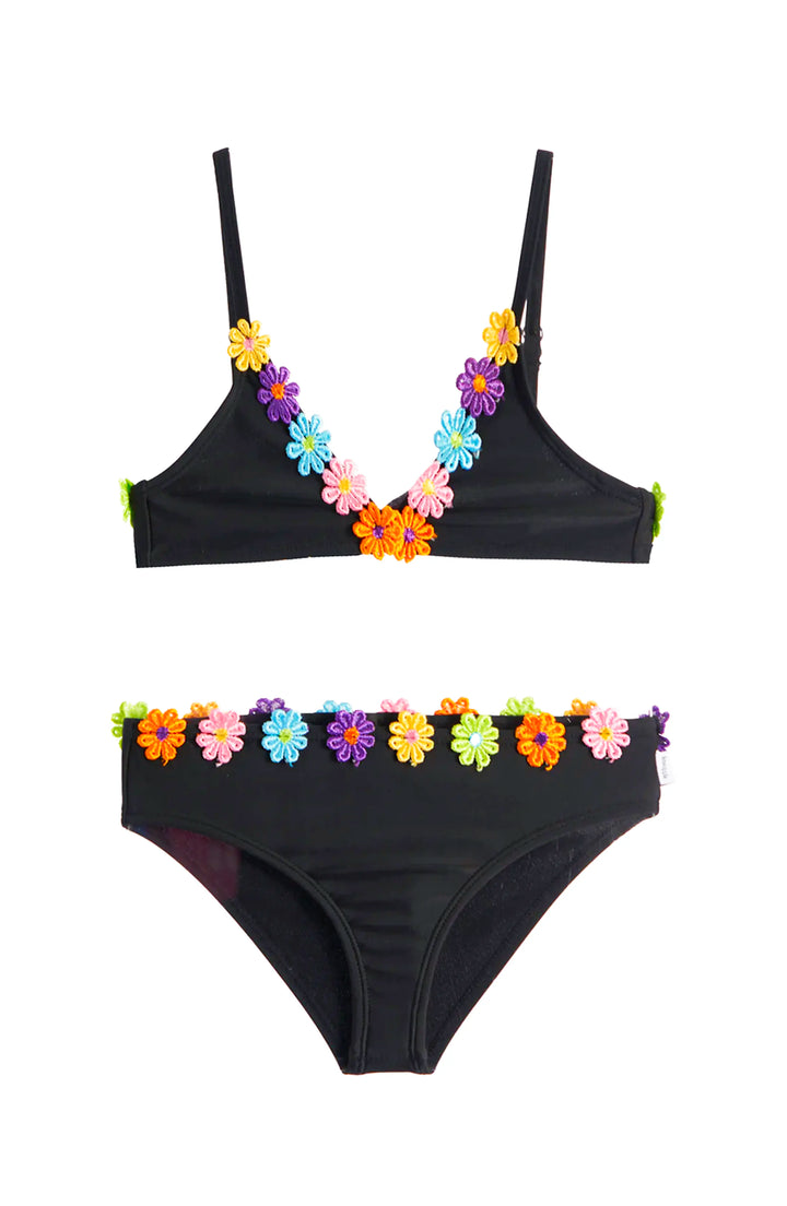Poppy Floral Trim Bikini Swimsuit