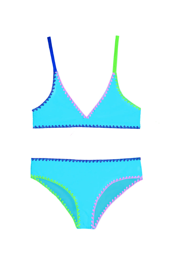 Rani Embroidered Bikini Swimsuit - Turquoise