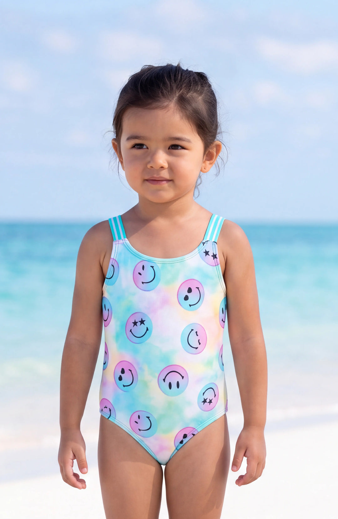 Girls Smiley One-Piece Swimsuit UPF 50
