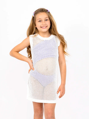 Reina Crochet Knit Cover-up Dress - White