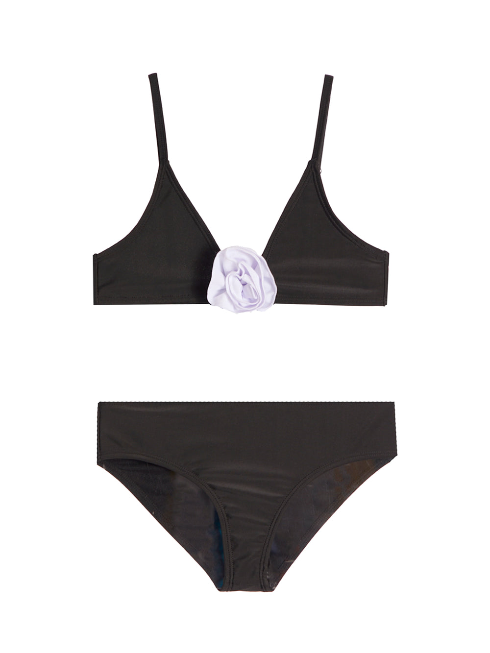 girls black rosette triangle bikini swimsuit