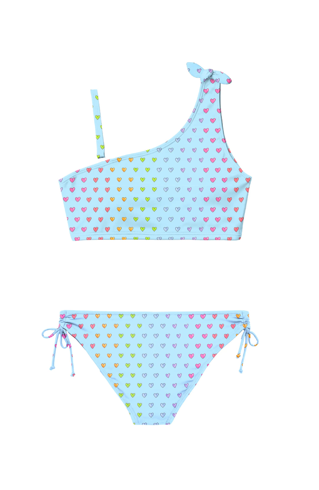Sienna Multicolor Heart Printed One Shoulder Bikini Swimsuit