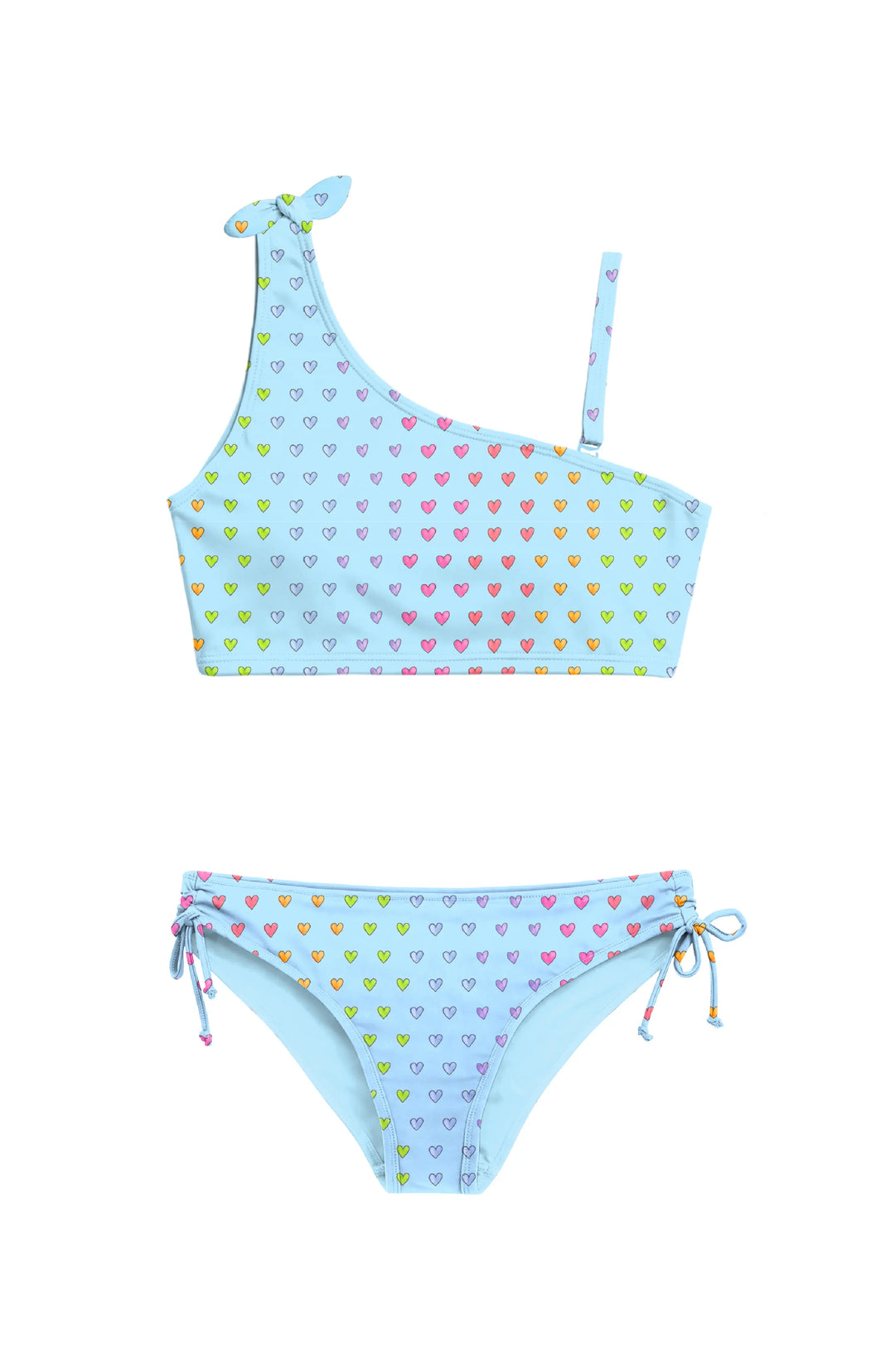 Sienna Multicolor Heart Printed One Shoulder Bikini Swimsuit