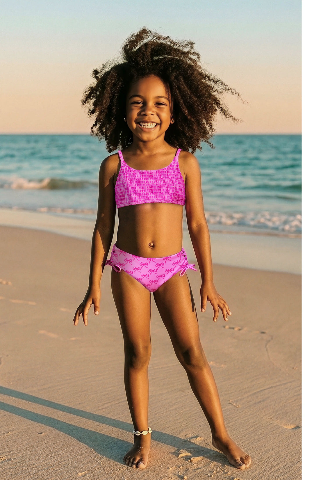 Sofi Bow Printed Smocked Bikini Swimsuit