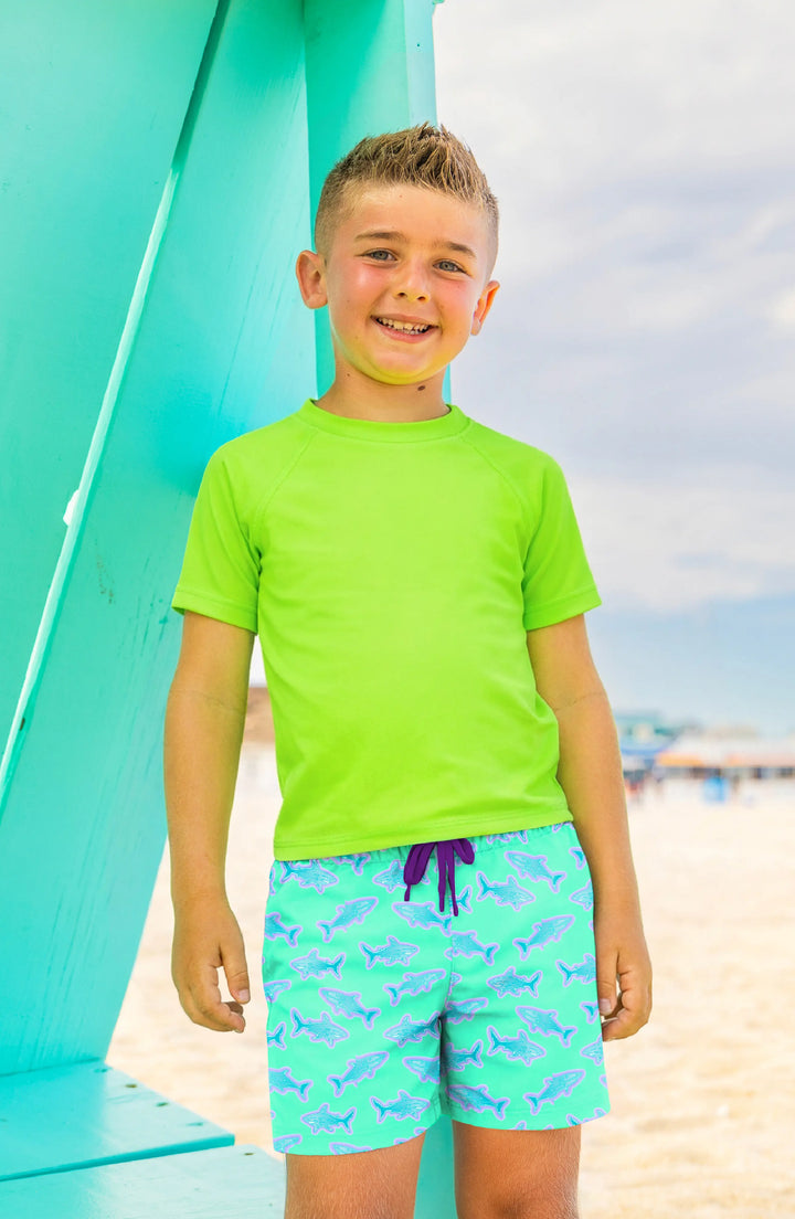 Zuma Boys Neon Lime Short Sleeve Rashguard