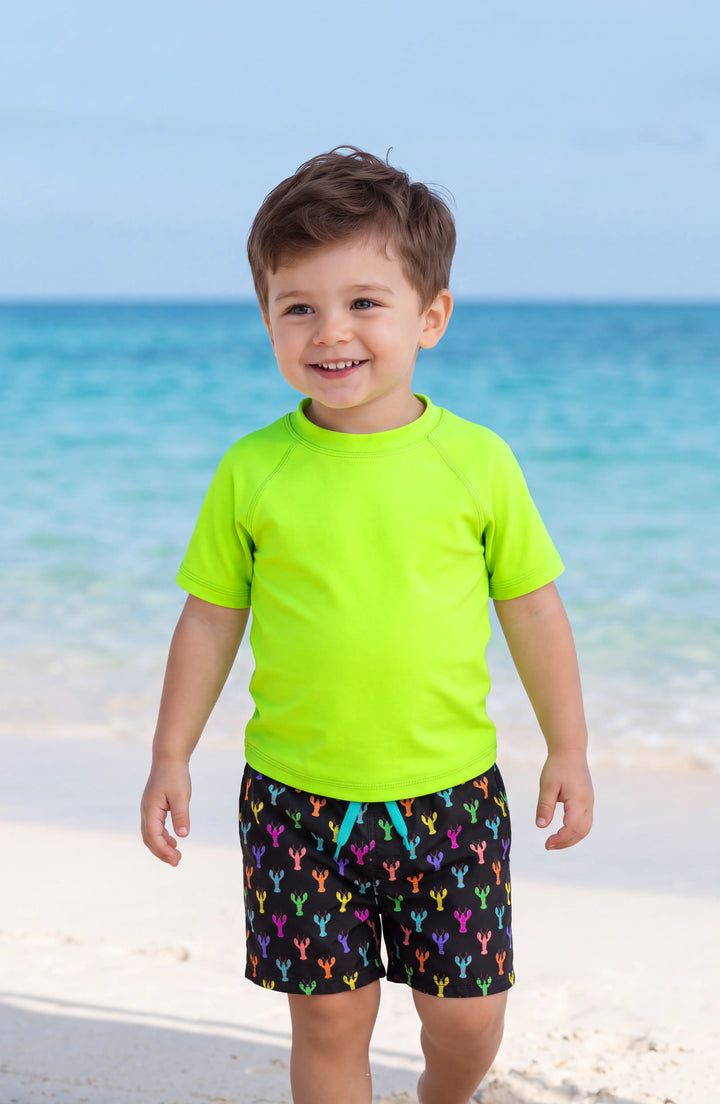 Zuma Boys Neon Lime Short Sleeve Rashguard - Toddler