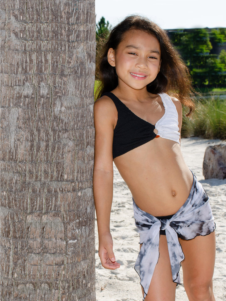 girls mesh tie dye sarong wrap skirt swim coverup