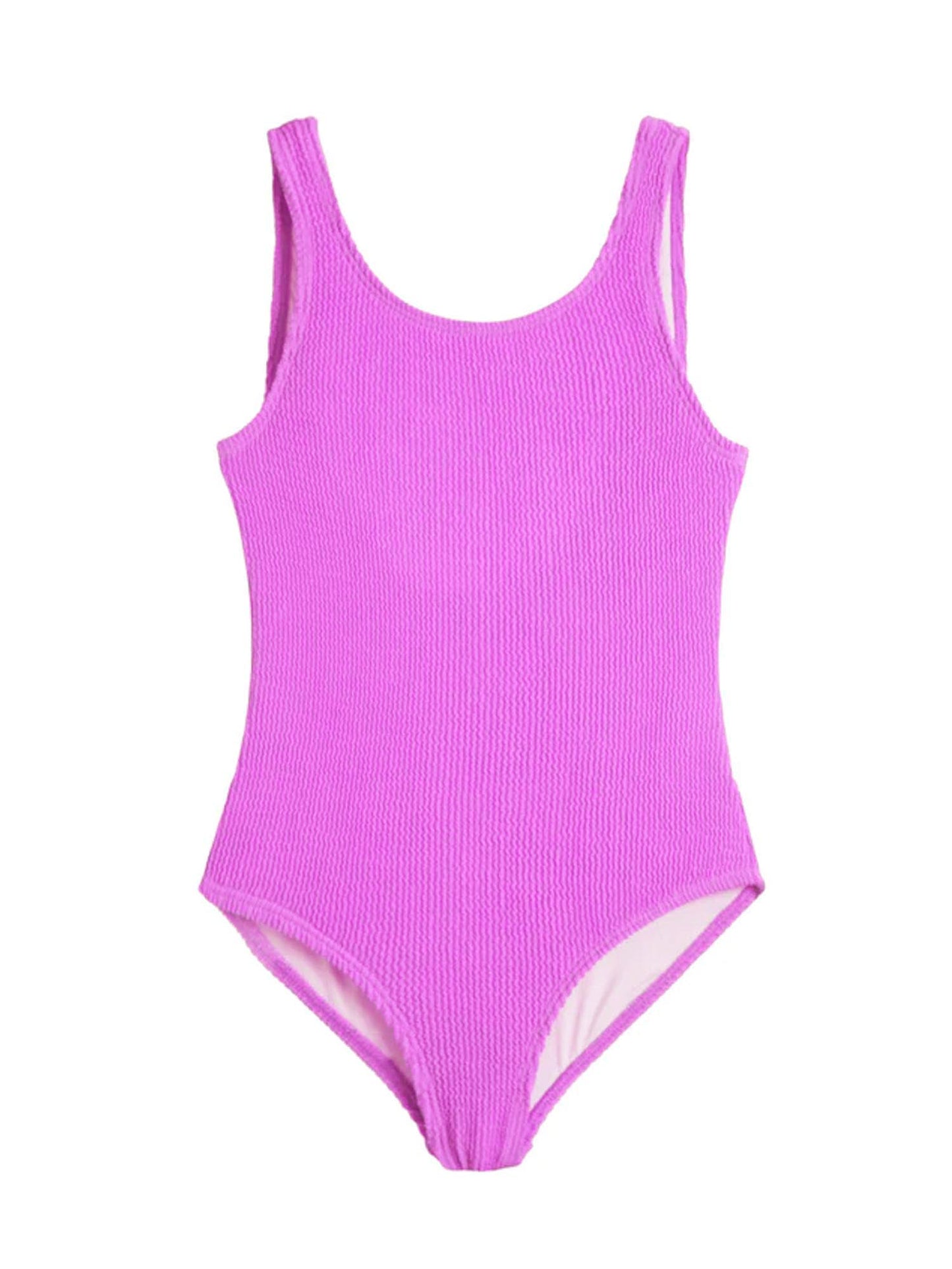 Square Neck One Piece Swimsuit with Crinkle Texture Fabric (ADDISON)