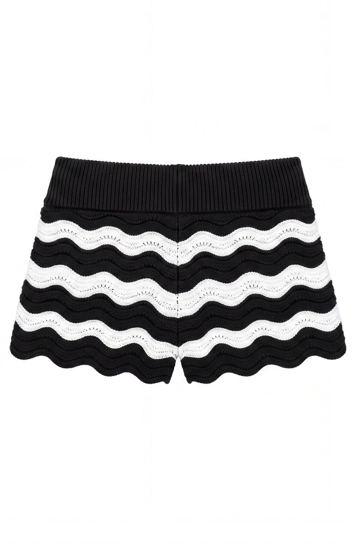 Eliora Crochet Knit Short - Black and White