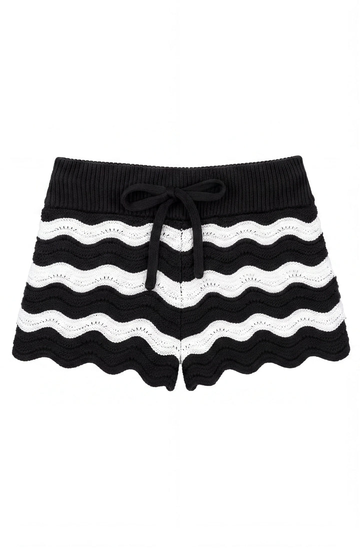 Eliora Crochet Knit Short - Black and White