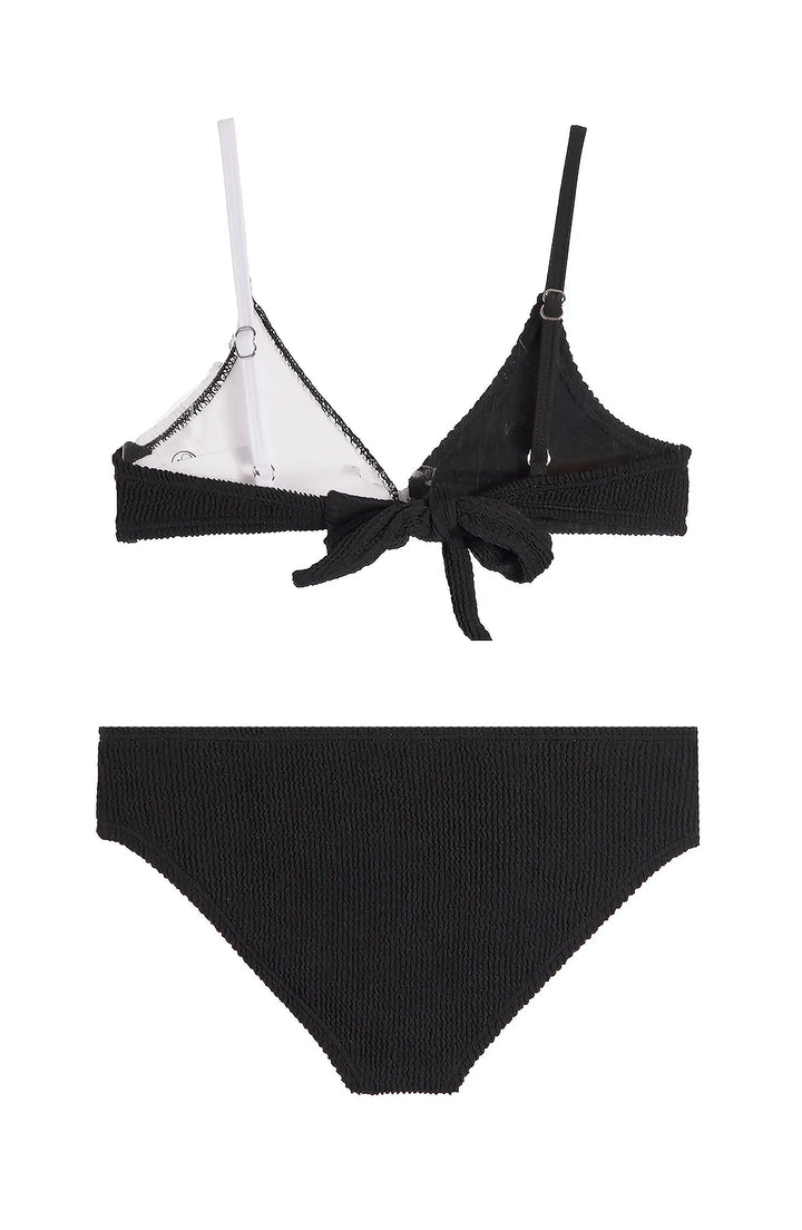 Fleur Crinkle Bikini Swimsuit - Black and White