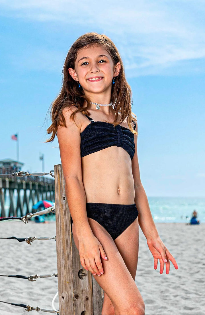 Crinkle Two Piece Bandeau Bikini Swimsuit