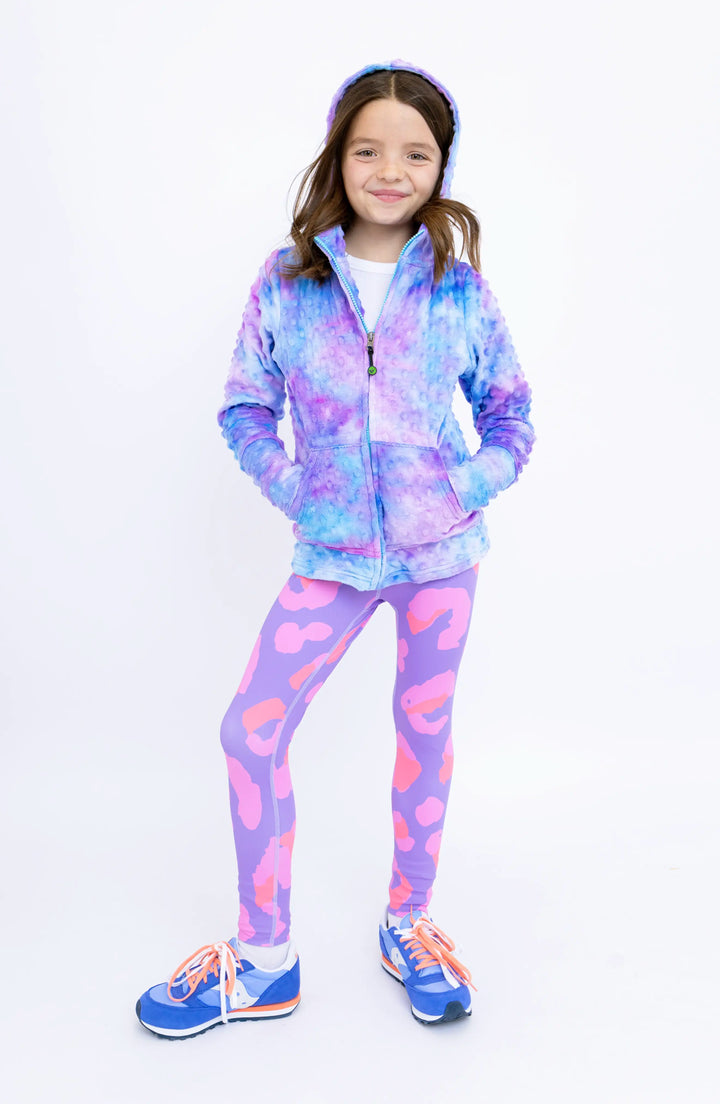 Turquoise Peri Tie Dye Minky Zip Hoodie and Rimi Leggings Gift Set