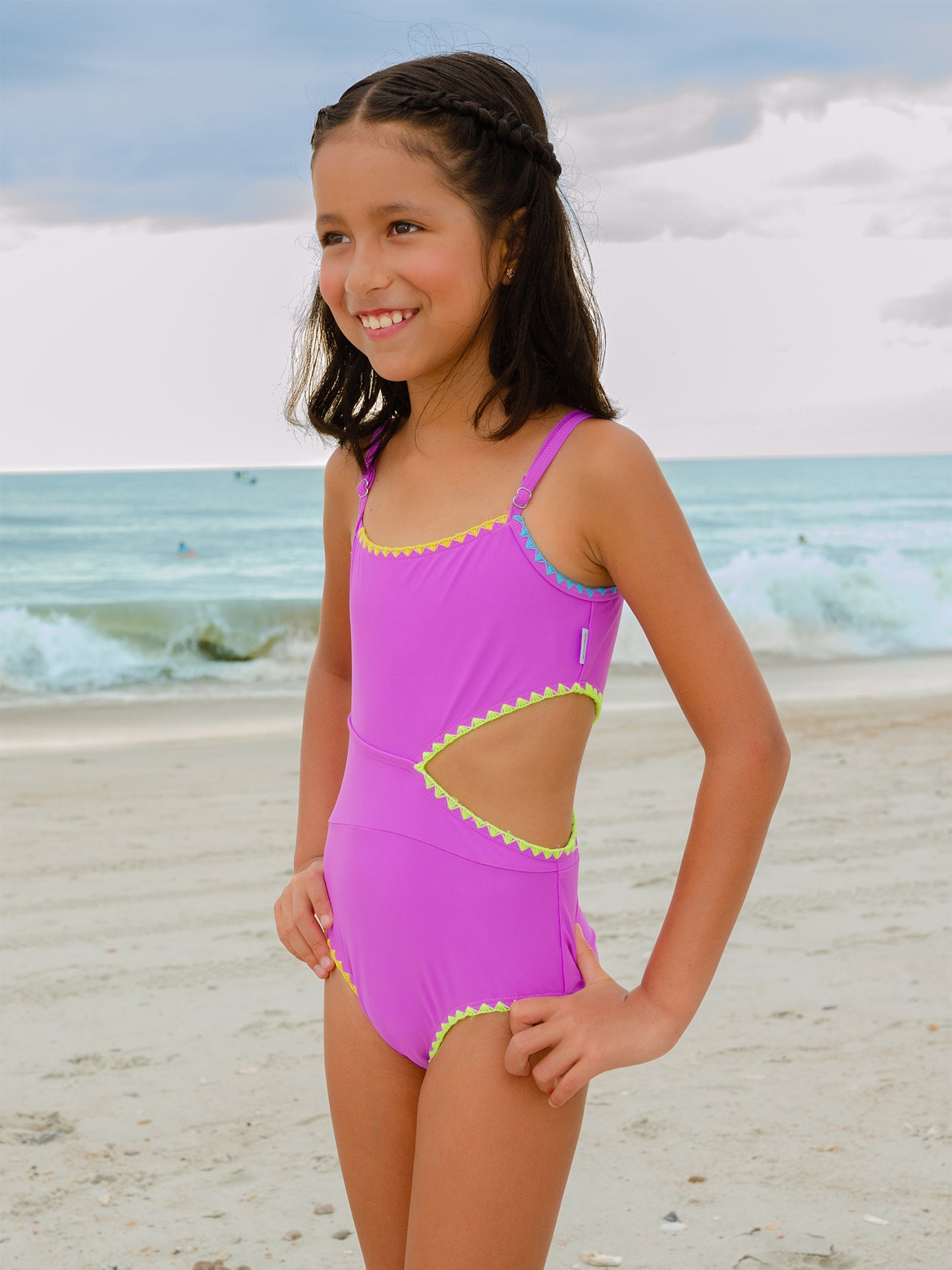 SISA-One piece,  one side cut out on waist, w/embroidery details swimsuit