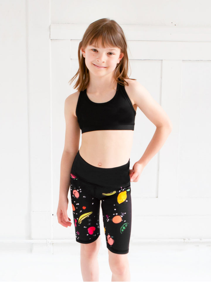 girls black activewear bike shorts