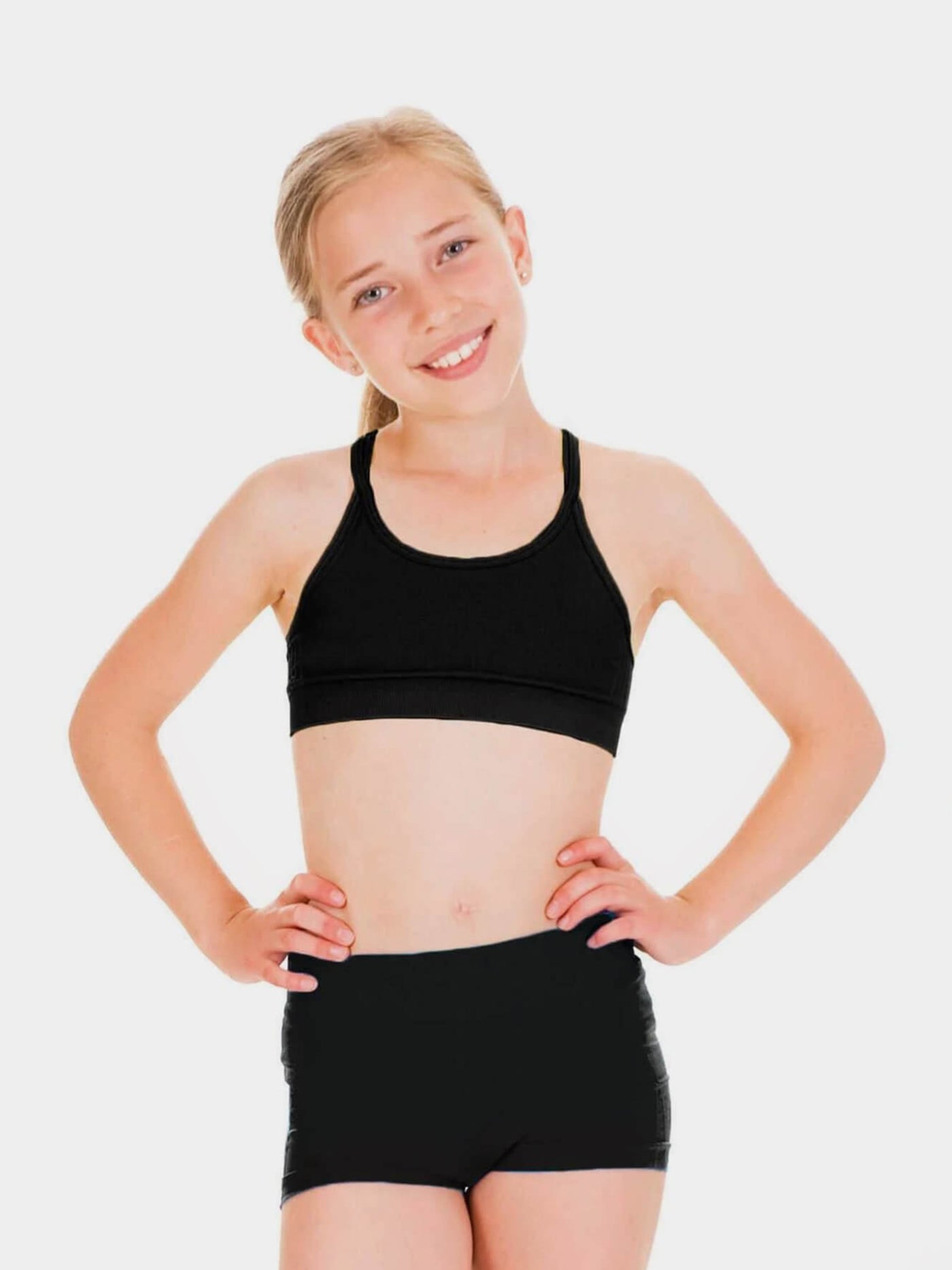 Girls Seamless Activewear Mini Shorts | Black | Limeapple