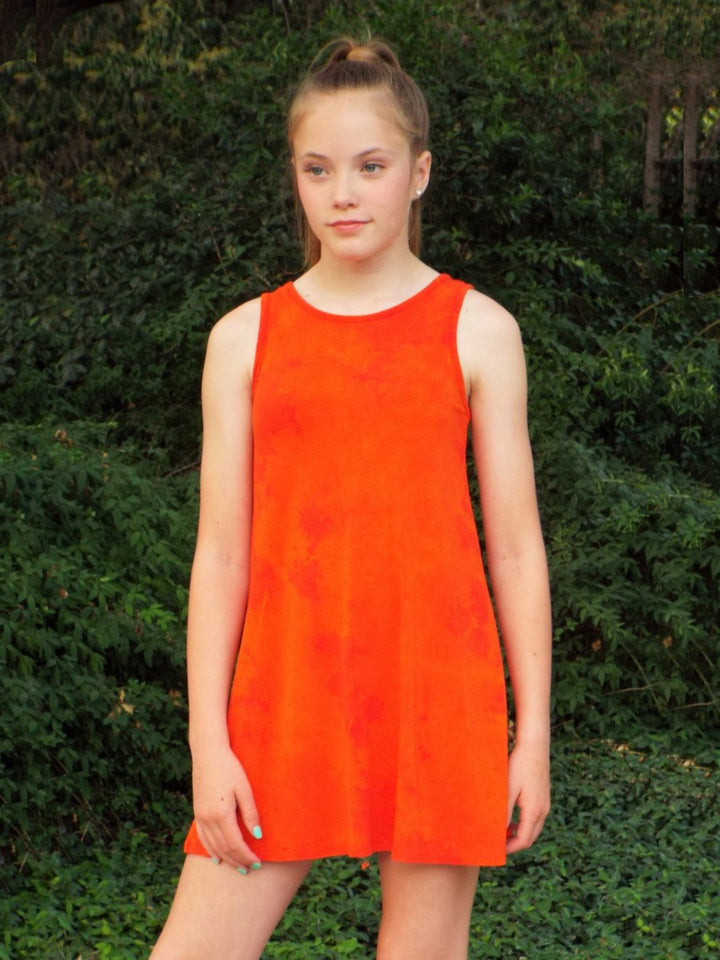 girls orange tie dye tank dress swim cover up