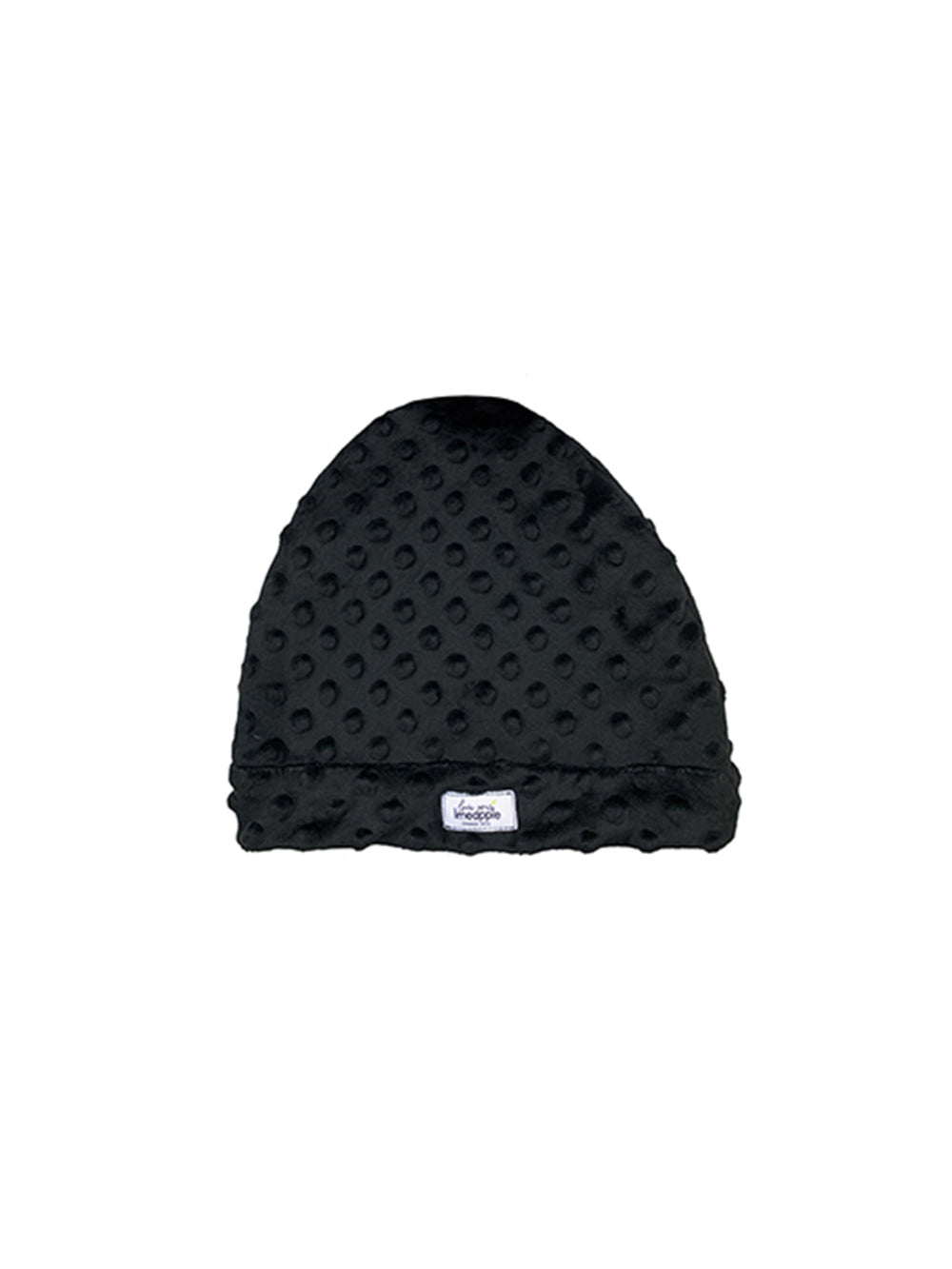 girls black minky bubble beanie