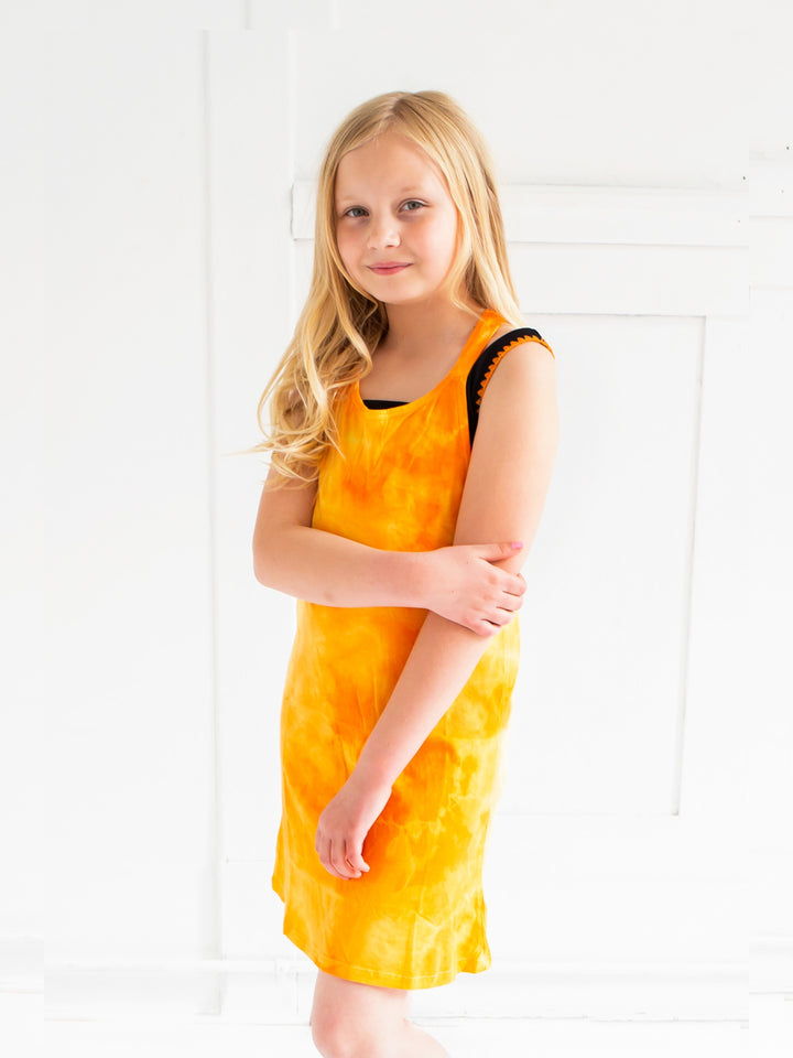 girls orange tie dye dress swim coverup