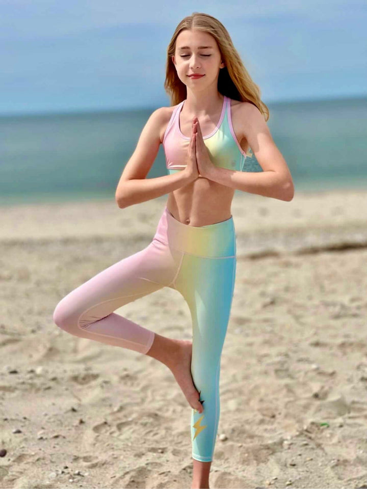 girls pastel activewear capri leggings