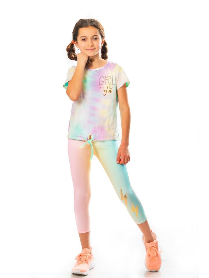 girls pastel activewear capri leggings