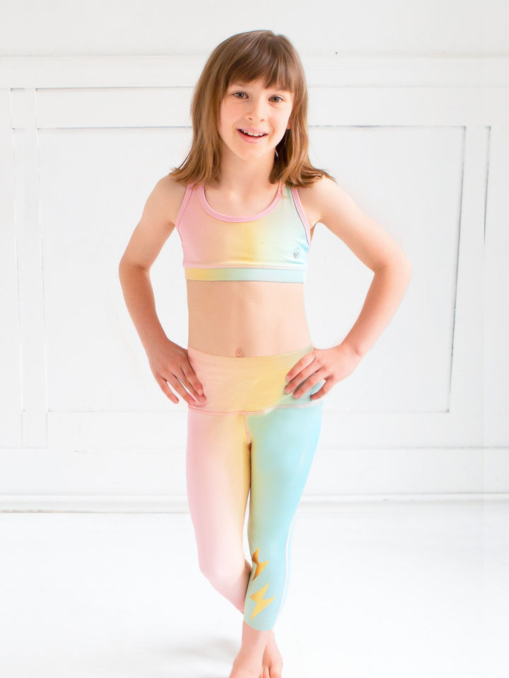 girls pastel activewear capri leggings